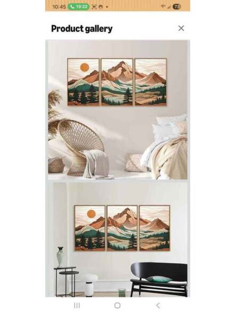 Three Modern Abstract Landscape Framed Wall Art | "Sun Over the Pines"